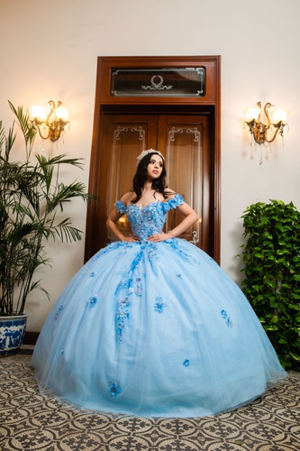 Imagen 5 de 9 de Vestido Largo De Quinceañera Glitter Pedrería Quince Años