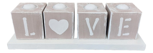 Set X4 Velas Base Decorativa Souvenir Love Artesanal Madera