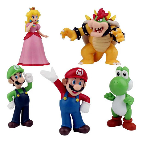 Set De Figuras De Super Mario Bros, Peach, Bowser, Luigi..