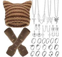 Comprar 25 Piezas Y2k Grunge Gorro De Gato De Punto Con Hada Grunge 