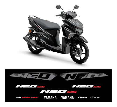 Kit Adesivo Faixa Scooter Yamaha Neo 2021 2022 Preta Neo012