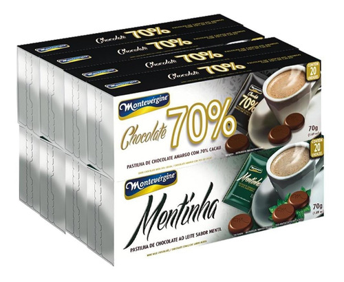 Kit 160 Pastilhas De Chocolate Montevérgine Menta 70% Cacau