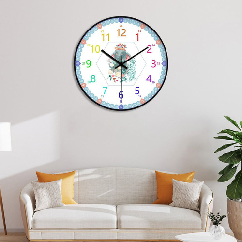 Reloj De Pared Niños Salón De Clases Forma De Elefante.