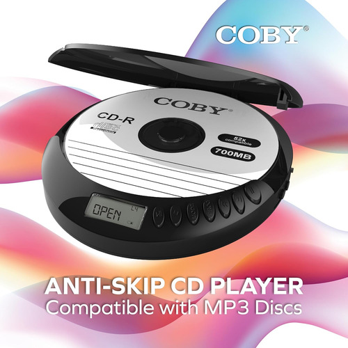 Reproductor Cd Coby Cd-191-blk, Portátil, Lcd, Recargable