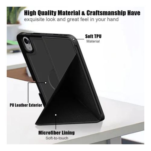 Funda Teknet Para iPad Mini 7 2024 8.3 Magnética Silicon Color Negro