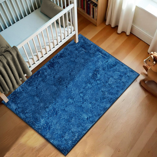 1 Tapete Quarto Infantil Peludo Beira Cama 100x150 Oa Cl Azj Comprimento 1.5 M Cor Azul Jeans Escuro Marinho Desenho Do Tecido Felpudo Liso Largura 1 M