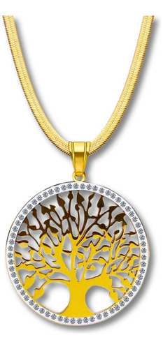 Collar Para Mujer Con Dije Arbol De La Vida Acero Color Oro