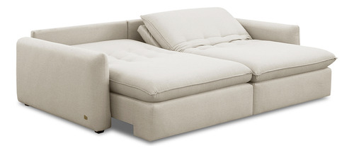 Sofá Cama Retrátil 4 Lugares Sala 270cm Asher Veludo Bege