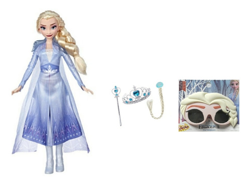 Muñeca Barbie Elsa Frozen 2 + Corona+lentes Niñas Navidad  O