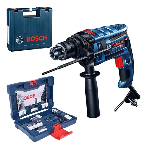 Furadeira Impacto 1/2pol 850w Gsb16 Re Maleta Bosch + Kit Cor Azu...