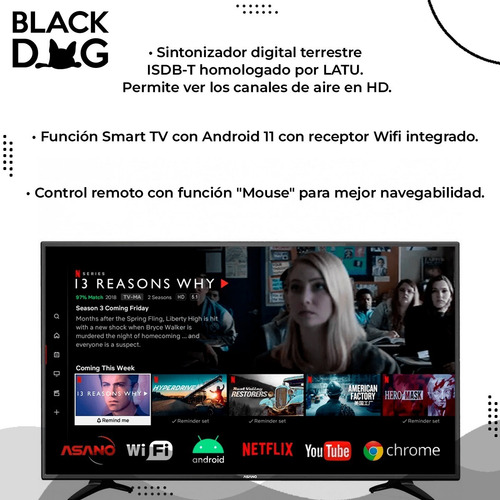 Imagen 2 de 3 de Smart Tv Asano 43 Pulgadas Full Hd 43dn4 Android Wifi
