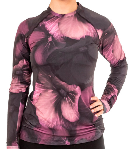 Remera Termica Roxy Black Pansy Primera Piel Snow Ski Mujer 