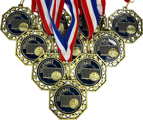 - Paquete De 10 Medallas De Premios De Voleibol Cintas ...