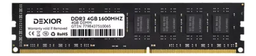 Memoria Ram Dexior Ddr3 4gb Dimm 1600mhz Para Pc