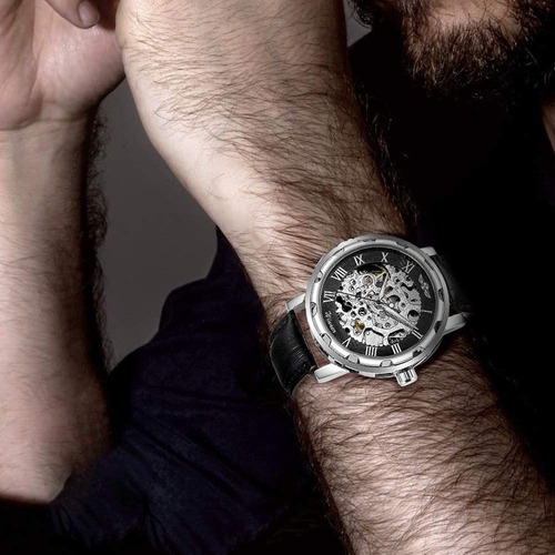 Reloj Para Hombre, Esqueleto Mecanico Steampunk Automatic...