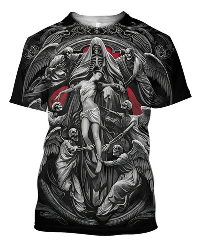 Lou Camisetas Con Estampado 3d De Skull Angel And Demon