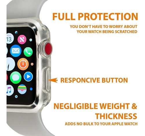 Imagen 3 de 7 de Forro Bumper Transparente Case Para Apple Watch iPhone 38mm