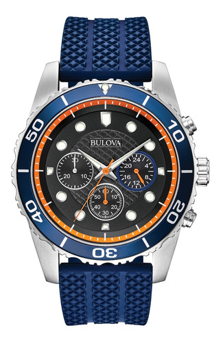Imagen 1 de 6 de 98a205 Reloj Bulova Cronografo Sport Azul/naranja