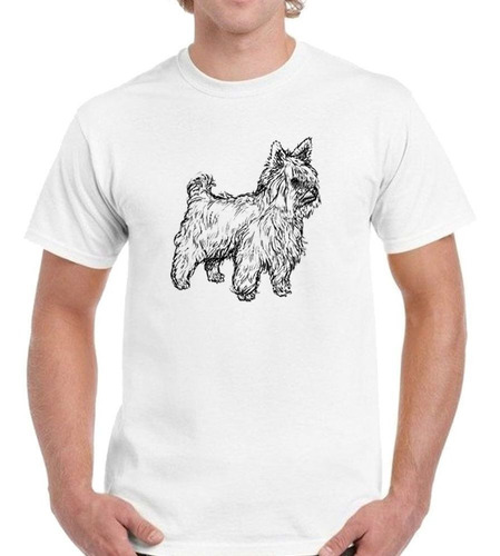 Remera De Hombre Perro Yorkshire Vector Silueta