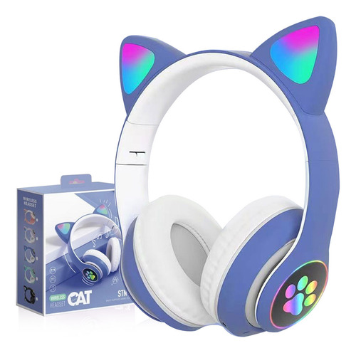 Auriculares Gamer Inalámbricos Cat Gaming Stn-28 Azul Con