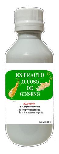 Extracto Acuoso De Ginseng Uso Cosmetico 500 Ml 