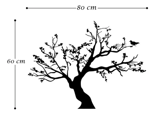 Vinilo mural para pared, diseño de ramas en la parte superior del árbol, 28  pulgadas de ancho x 30 pulgadas de alto, de derecha a izquierda (negro)