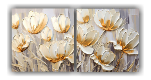 40x20cm Cuadro Tulipanes Dorados En Lienzo - Compra Online