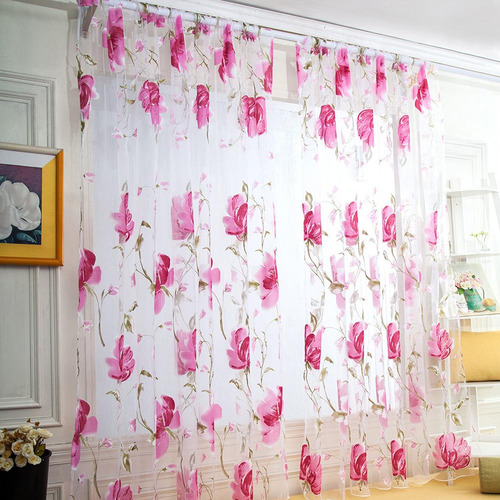 Cortinas Opacas De Tul Con Forma De Flores Grandes, Para Ven