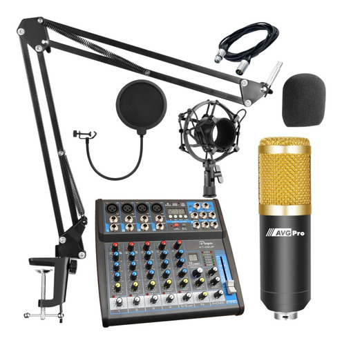 Kit Grabacion Radio Microfono Condenser Fitro Araña Cuo