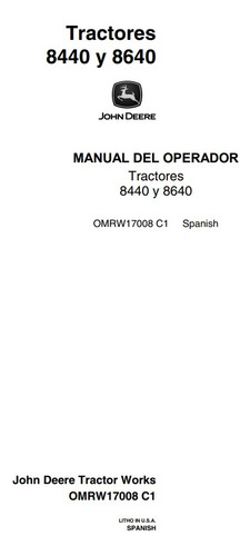 Manual Del Operador Tractores John Deere 8440 / 8640