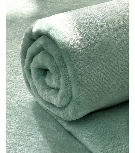 Frazada Manta Plush Flannel 240 X 190cm Térmica Ultra A Soft Verde Pastel Liso