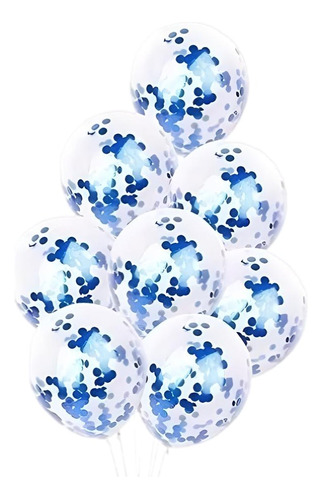 Globos Bombas Latex R12 Cristal+confeti Azul X5 Unidades