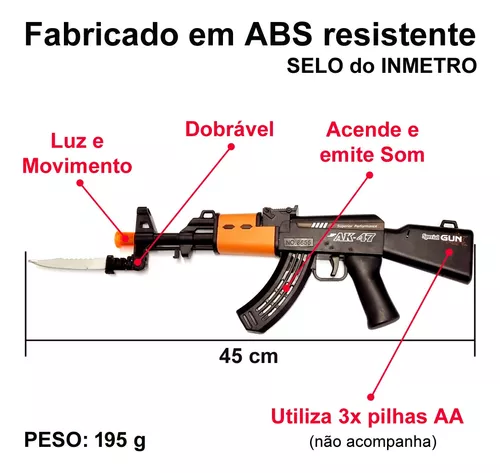 Metralhadora Fuzil Ak-47 Cosplay Com Som Luz E Vibra Barato