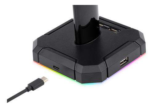Imagen 3 de 4 de Soporte Auriculares Gamer Redragon Rgb Hub Scepter Pro Ha300