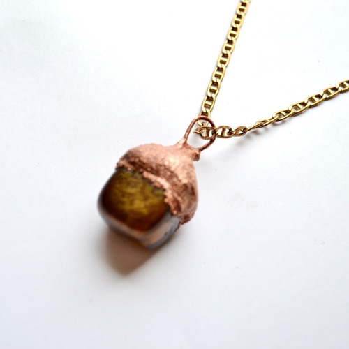 Imagen 2 de 5 de Collar Ojo De Tigre, Cadena De Bronce, Creatividad, Cod1