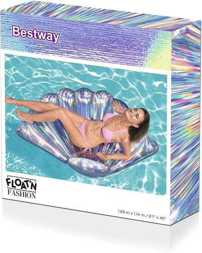Imagen 6 de 10 de Inflable Fashion Pileta Flotador Ostra 185 X 114cm Bestway