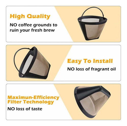Filtro Para Cafetera Reutilizable De Acero Inoxidable 304.