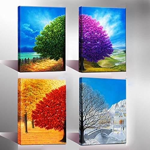 Wieco Art Four Change Seasons Trees Canvas Prints Arte De La