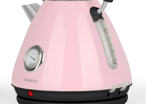 Imagen 2 de 7 de Pava Eléctrica Peabody Vintage Acero 1.7 Lts Rosa Termometro