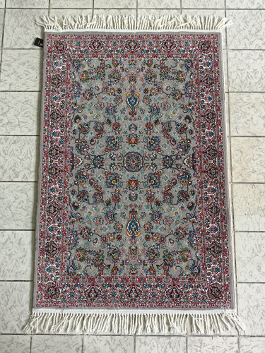 Tapete Persa Tabriz Mil Flores 1.50x1.00 Color Gris 