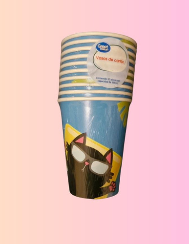 Vasos Desechables Gato Con Lentes