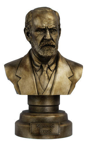 Estátua Busto Sigmund Freud Psicanalise Estatueta - Resina Cor Cor ouro velho