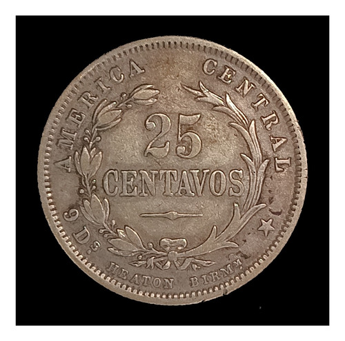 Costa Rica 25 Centavos 1889 Excelente Plata Km 130