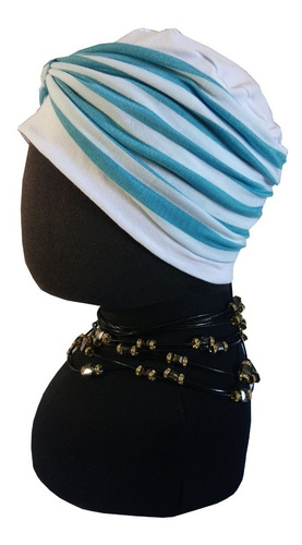 Imagen 3 de 4 de Turbante De Likra De Algodón Modelo Dot Blanco
