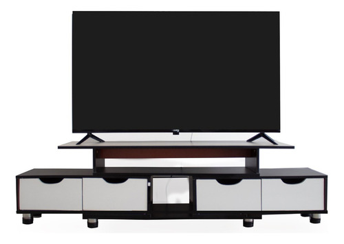 Mueble Mesa Para Tv Moderna Minimalista Resistente Ligero Color Blanco Y Negro