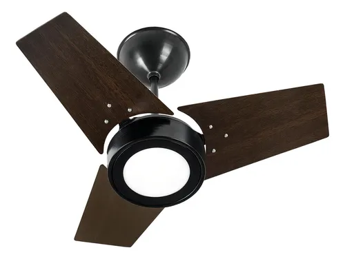 Ventilador De Teto Fit Led Preto 3 Pás Tabaco 110v Controle