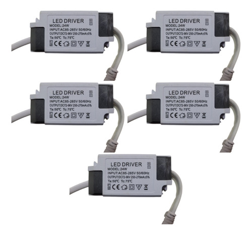 Kit 5 Reator Drive Fonte 12w A 18w Para Plafon Led