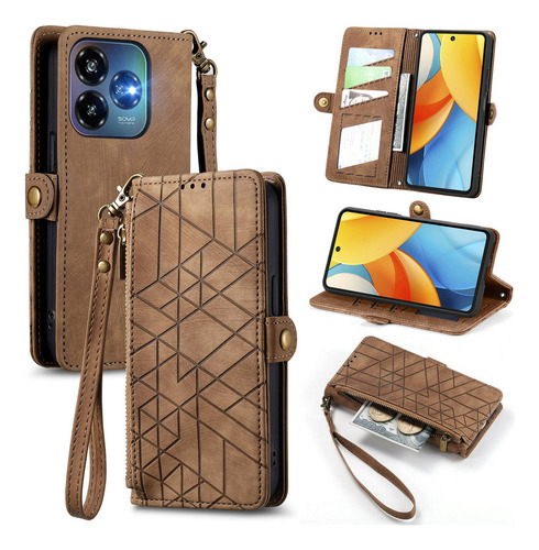 Funda De Piel Tipo Cartera Con Ranura Para Teléfono Zte Nubia V70 Max