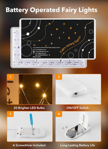 Paquete De 12 Luces Led De Hadas Con Pilas 7 Pies 20 Led