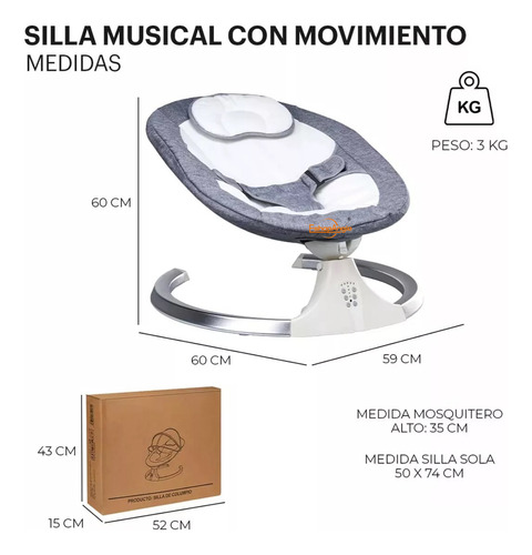 Silla Mecedora Eléctrica Inteligente Para Bebés Multifunción Con Sonido Eshopangie